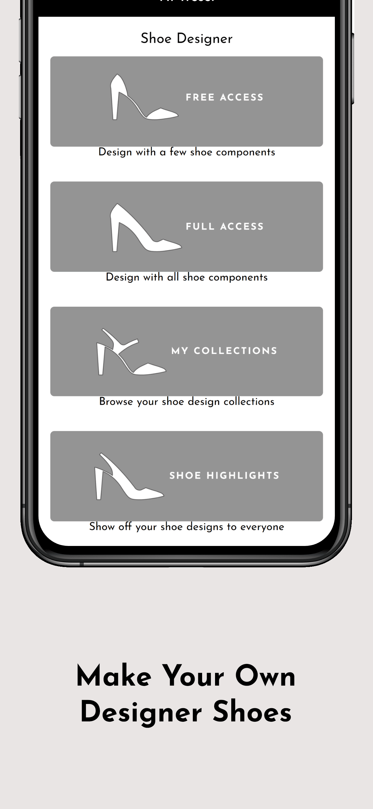 Design your own store shoes app