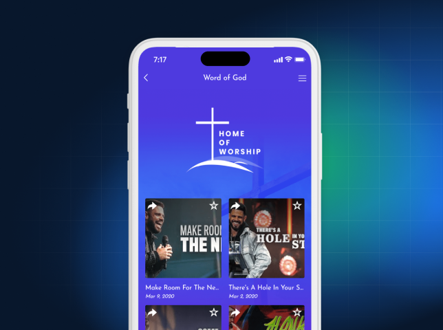 Sermon video library in a church app